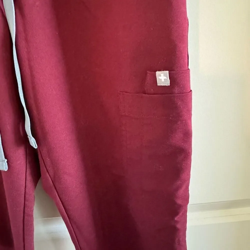 Figs Yola Skinny Scrub Pants Burgundy - Picture 5 of 9